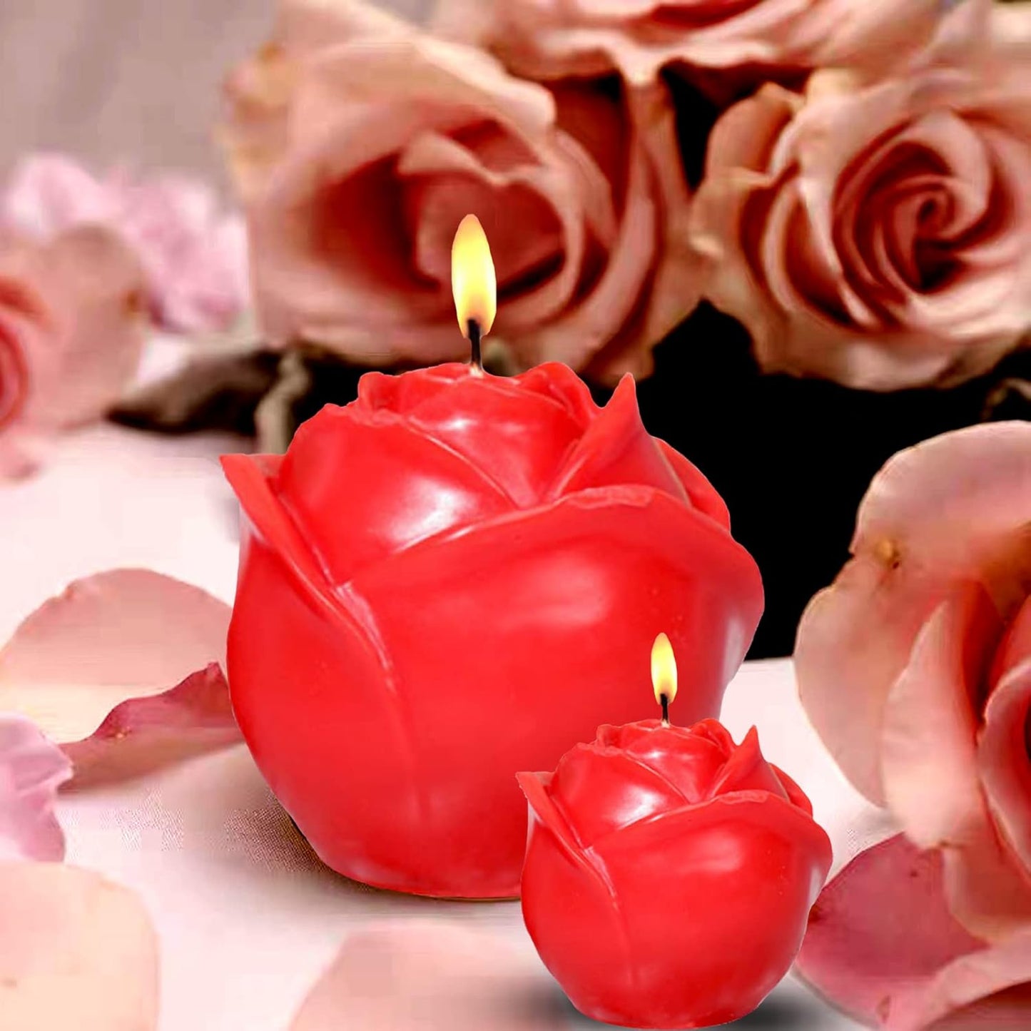 2 Pack Rose Candles Molds for Candle Making, 3D Rose Flower Silicone Molds for DIY Epoxy Resin Casting Handmade Soap Ice Valentine's Day Mother's Day Marriage Proposal Theme Home Decor