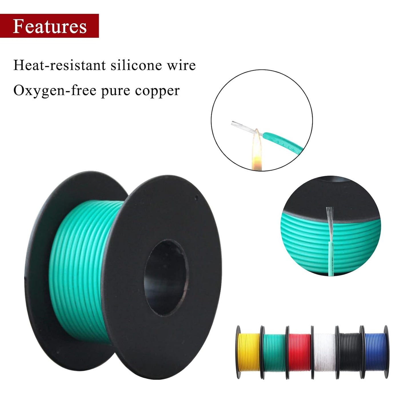 18 Gauge Electrical Wire,18 awg Silicone Wire-XINWANG 18 Gauge Stranded Tinned Copper Wire with Silicone Insulation(OD: 2.3 mm) 6 Colors,16.5ft Each, Hook Up Wire Kit