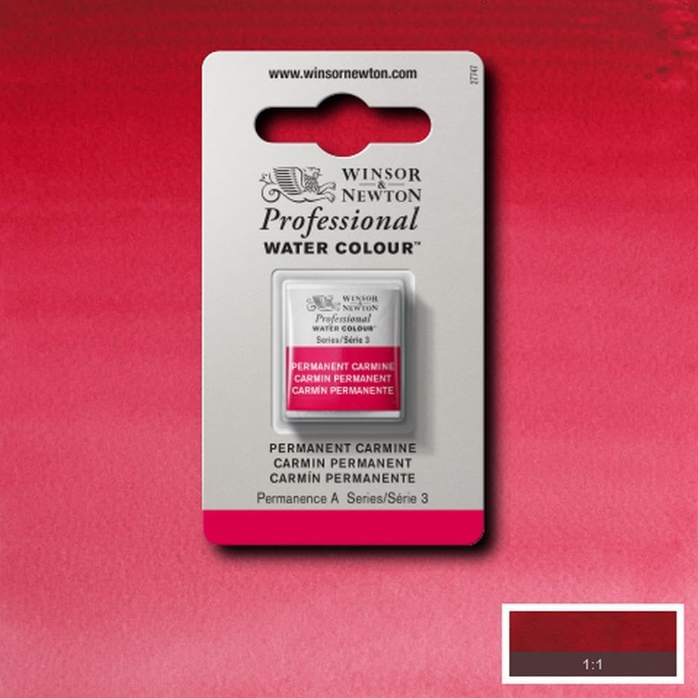 Winsor & Newton Professional Water Colour Paint, Half Pan, Permanent Carmine