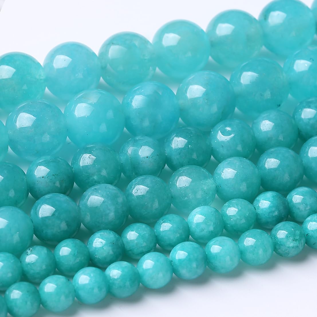 36PCS 10MM Lake Blue Chalcedony Stone Beads Energy Healing Beads for DIY Jewelry Bracelet Necklace Making for Jewelry Making 15Inch