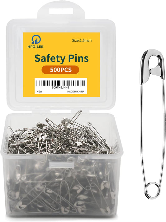 500Pcs Assorted, 1.5 Inch Rust-Resistant Steel Wire Silver Sewing Pins, Large for Clothes Crafts Use
