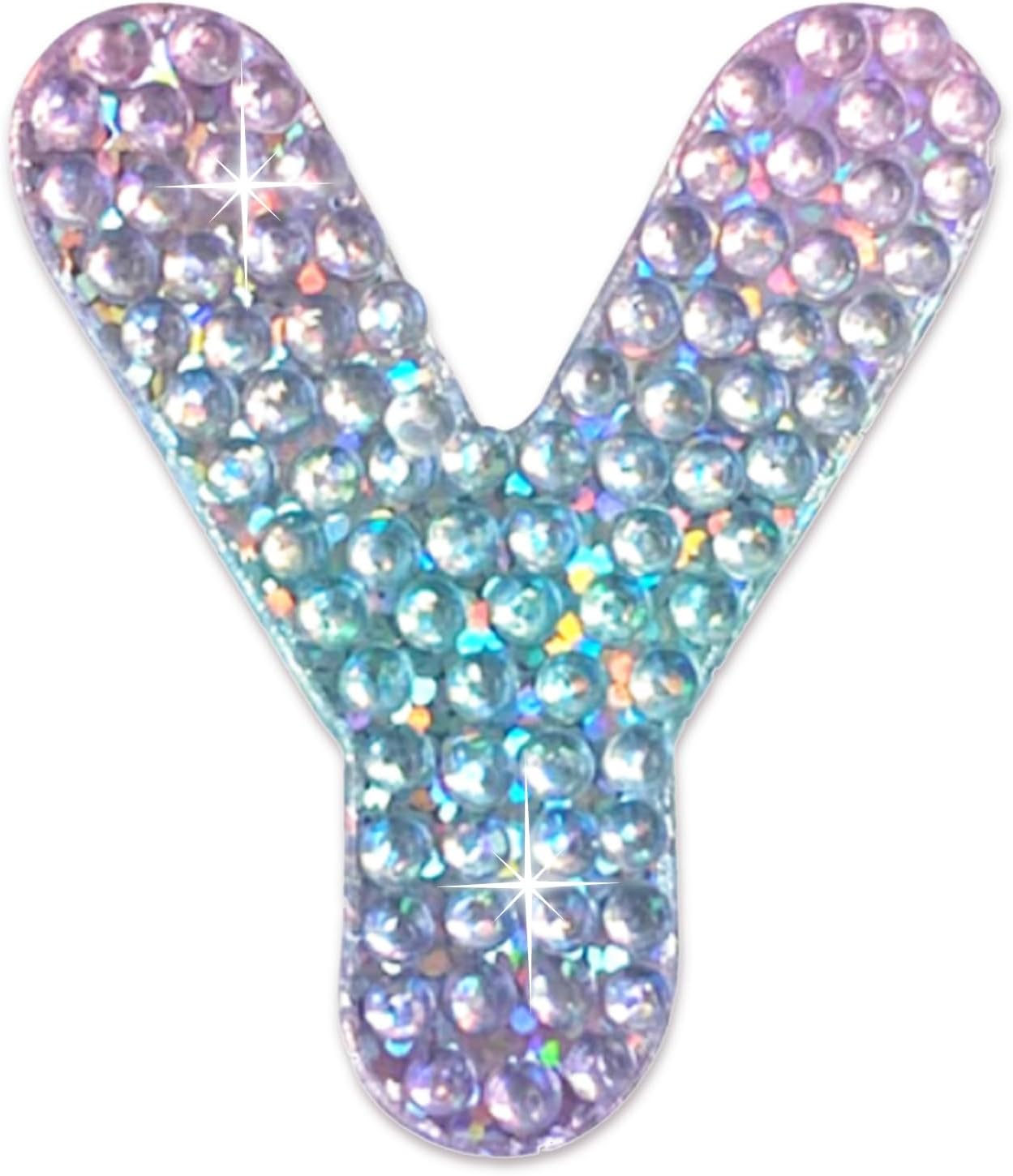 StickerBeans® Rhinestone Alphabet Letter Sticker Y - Unique Sparkly Design 2” x 2” Cut-to-Shape Adhesive - Personalization, Collecting, Gifting, Scrapbooking, Decorating Laptops, Phone Cases, All Ages