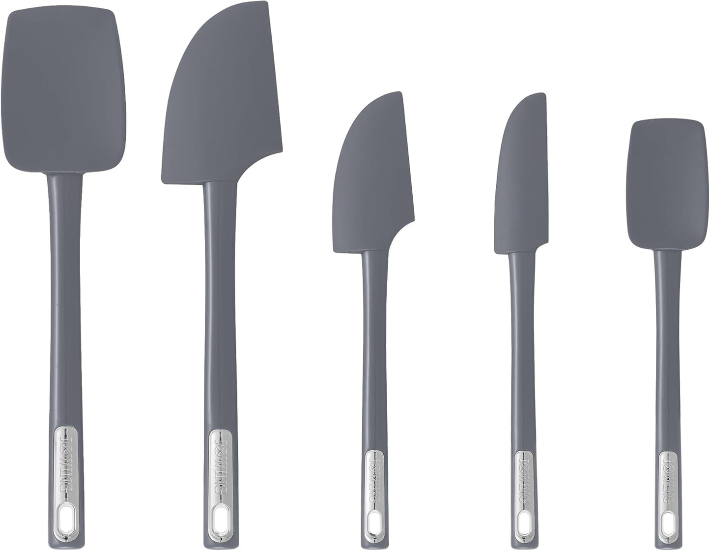 Premium Silicone Spatula Set, Flexible Heat Resistant Non-slip Handle Baking Cooking Rubber Spatulas, Grey