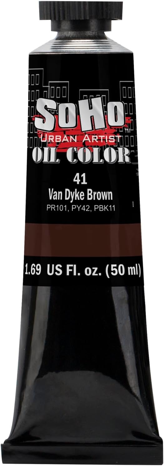 Soho Urban Artist Oil Paint - Van Dyke Brown, 50 ml Tube - Best Valued Oil Colors for Painting, Excellent Pigment Load