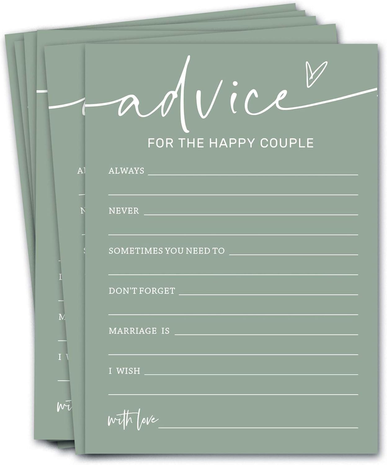Bridal Shower Games Cards, Advice for The Happy Couple, Bridal Shower Games 25 Guests, Engagement Party Wedding Games for Guests, Minimalist Green Wedding Party Supplies - C10, Blue