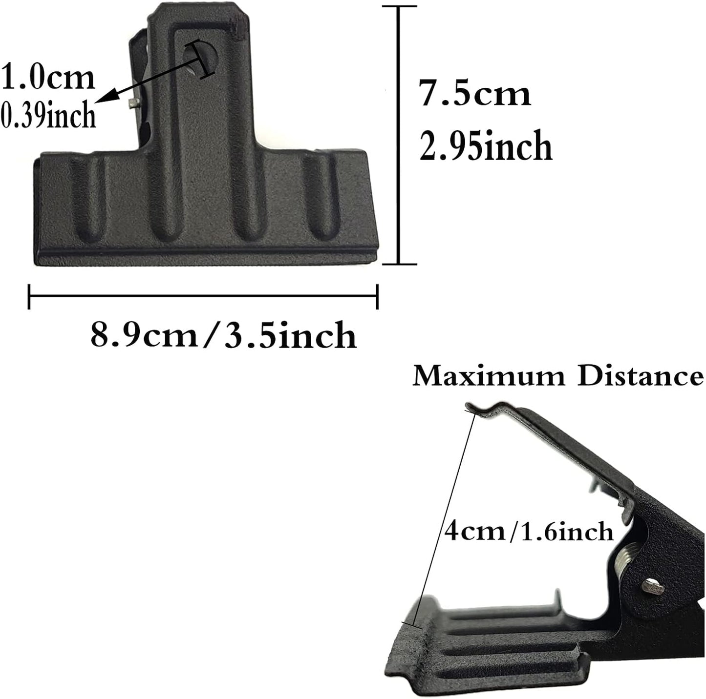 Locci Black Large Bull Clips,10 PCS Medium Binder 3.5 Inch Drawing Board Clips,Big Clip for Food Bags,Art,Office & Home Kitchen (88 mm)