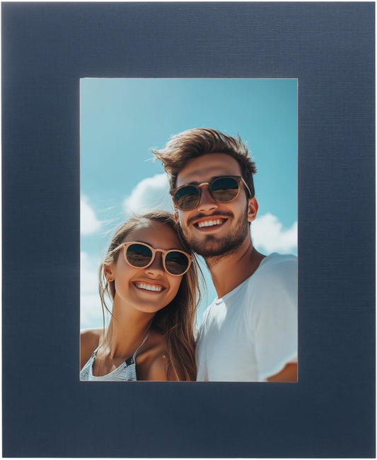 uxcell Picture Mats, 8 x 10 Mat Board Center for 5 x 7 Pictures Acid Free White Core Bevel Cut Frame Mattes for Display Art Measuring, Dark Blue