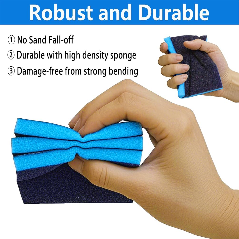 16 Pack 240 Grits Sanding Sponge Fine Sanding Block, Washable and Reusable Wet Dry Sandpaper Block Sandpaper Sponge for Wood Metal FurniturePaint and Drywall