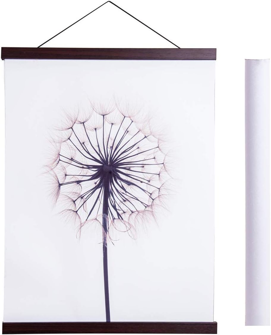 Artmag Magnetic Poster Hanger Frame, Light Wood Wooden Magnet Canvas Artwork Print Poster Hangers for 14x17 14x20 14x22 Frames Hanging Kit (Walnut, 14")