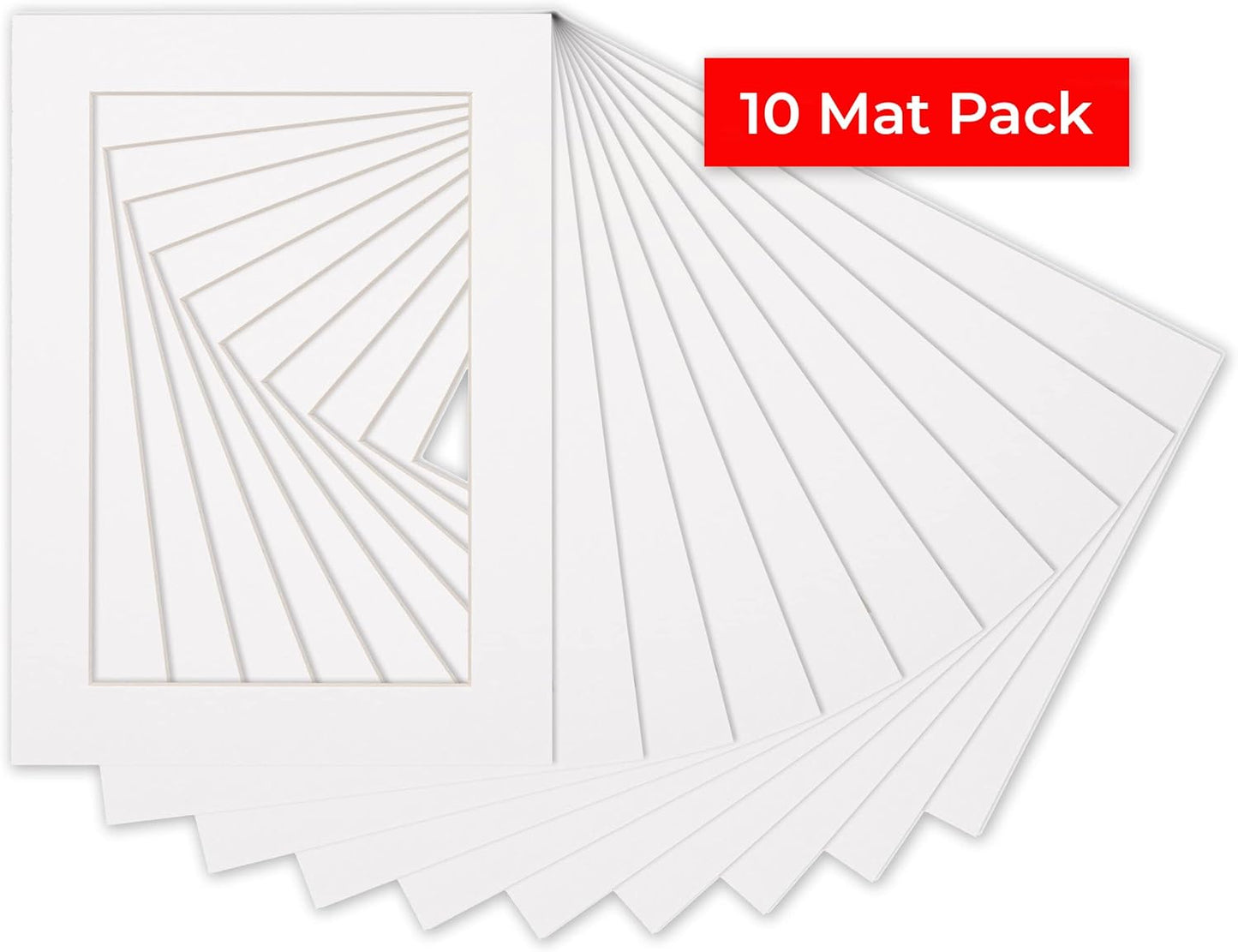 5.5x8.5 White Mat for 8.5x11 Frame - Precut Mat Board Acid-Free White 5.5x8.5 Photo Matte For a 8.5x11 Picture Frame, for Family Photos, Show Kits, Art, Picture Framing, Pack of 10 Mats