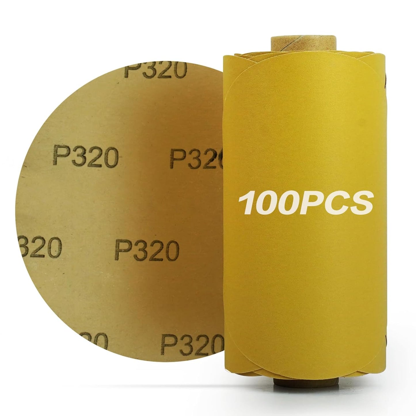 PSA Sanding Discs 6 Inch Adhesive Backed Sandpaper 100 Pack 320 Grit Self Adhesive Sanding Discs for DA Sander Self Stick for Wood, Auto Body Repair, Paint, Metal, and Plastic