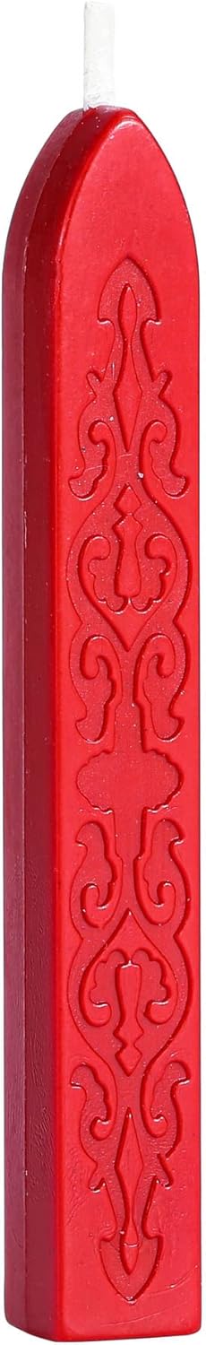 Yoption 5Pcs Sealing Wax Sticks, Vintage Totem Fire Manuscript Bright Red Wax Seal Sticks with Wicks, Sealing Wax for Wax Seal Stamp