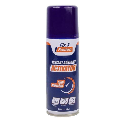 FIX & FUSION Activator Spray (3.38 Fl Oz), Instant Cure Accelerator for Cyanoacrylate (CA) Super Glue for Wood, Plastic, Rubber, Granite, and DIY & Professional, Accelerates Bonding Strength, (1 Pack)