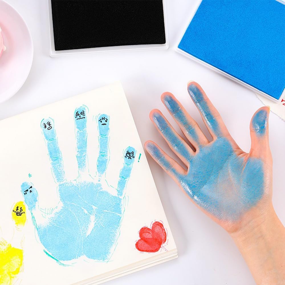 GTLZLZ Large Ink Pad for Rubber Stamps, 5" x 4" Washable Craft Stamp Pad for Kids, Fingerprint Ink Pad for Paper, Scrapbooking, Wood Fabric (Pink)