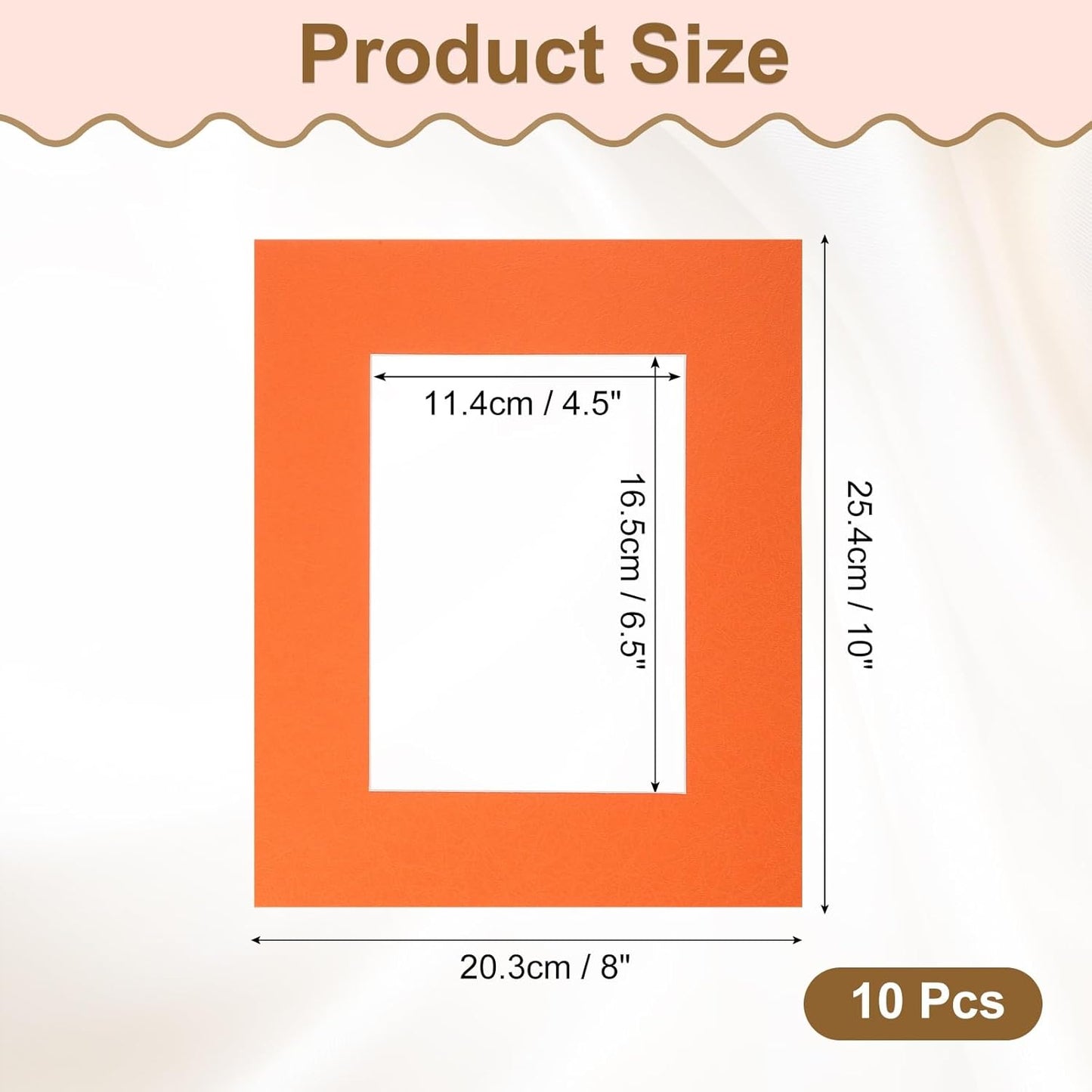 uxcell 10Pcs Picture Mats, 8 x 10 Mat Board Center for 5 x 7 Pictures Acid Free White Core Bevel Cut Frame Mattes for Display Art Measuring, Orange
