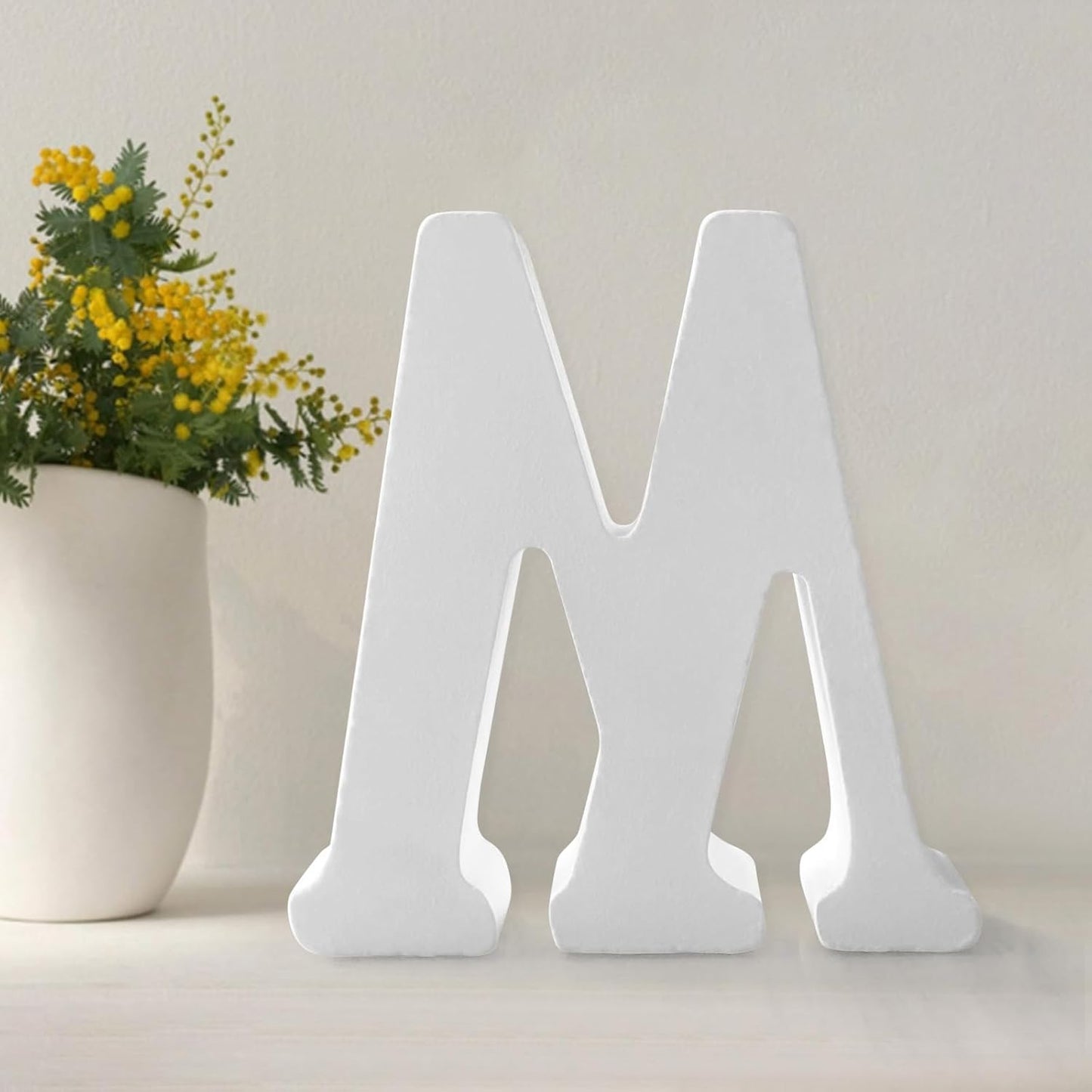 Wood Letters 4.3 Inch, White Unfinished Wood Letters for Graft, Wooden Letters for Wall Decor, Standing Letters for Bedroom, Home, Birthday, Party, DIY Graft (M)