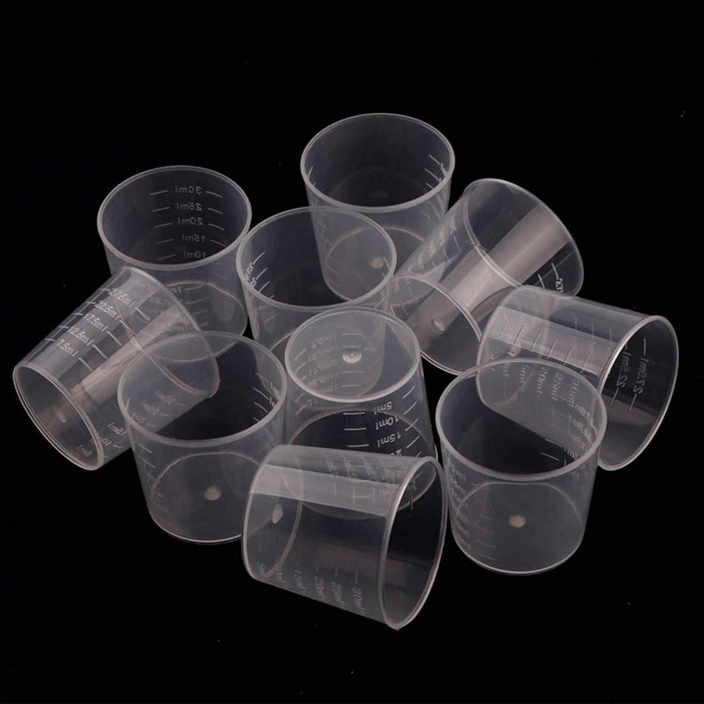 200 Pack 1oz/30ml Plastic Graduated Cups Transparent Scale Cups with 200 Pack Wooden Stirring Sticks for Mixing Paint, Stain, Epoxy, Resin