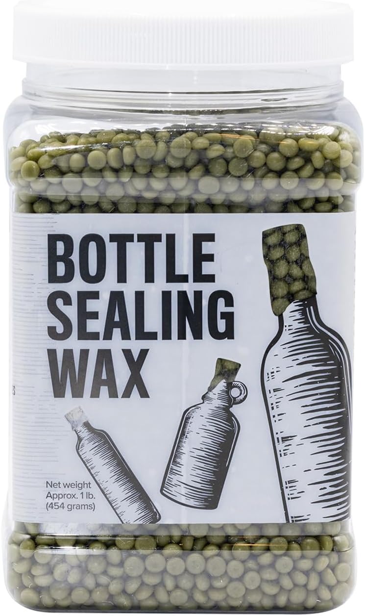 Blended Waxes, Inc. Bottle Sealing Wax, Pastille Wax Seal Beads For Wine, Beer, and Liquor Bottle Sealing, Seals Between 25-30 Bottles, 1 lb, Olive Green