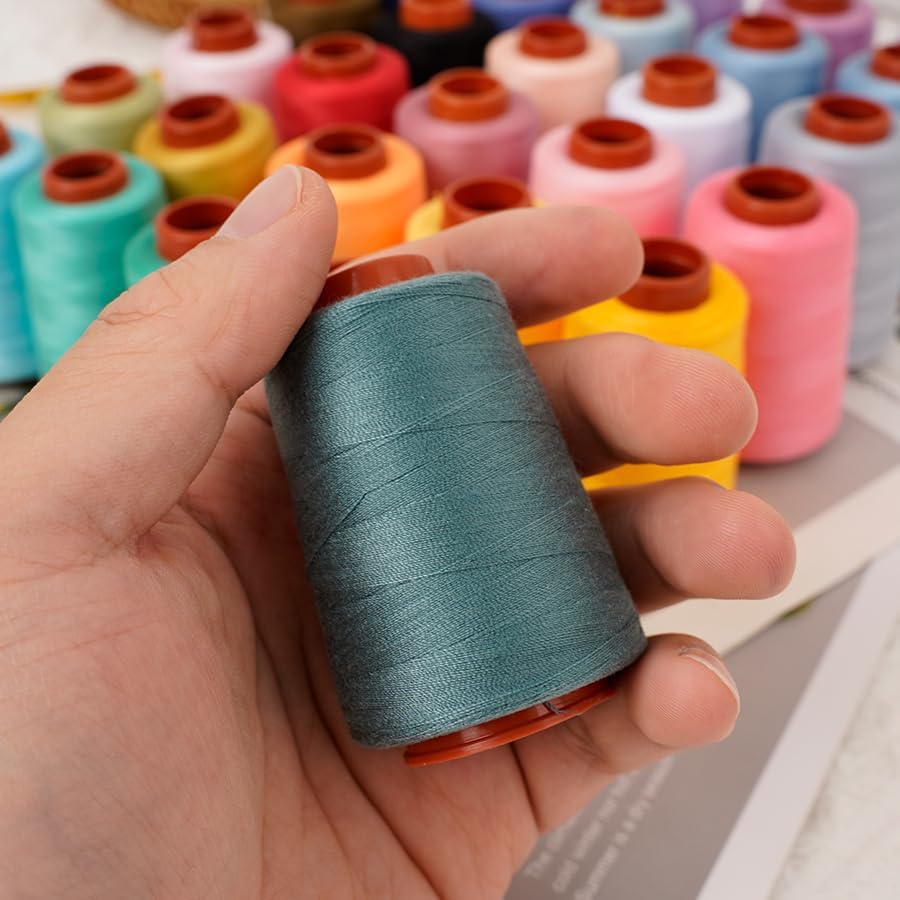 12PCS Sewing Thread Kit 30wt Spools,12 Colors,Assorted Colors Each 800 Yards of Polyester Threads for Sewing Hand and Machine,Stitching, Quilting, Serger (ZH-12PCSYMXBZ)