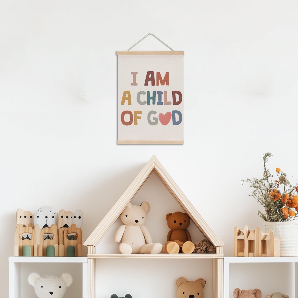 Christian Decor Boho Poster Hanger, Jesus Religious Wall Decor, Christian Gifts Bible Verse Spiritual Gifts Wall Art Wall Hanging Banner Farmhouse Church Bedroom Playroom Living Room Decor