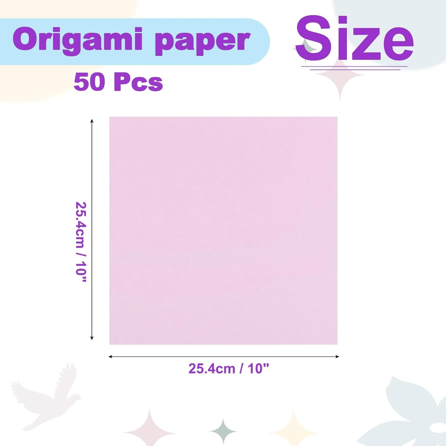 DMiotech 50 Sheets 10x10 Inch Origami Paper Large, 7 Colors Pink Square Origami Paper Easy Fold Double Sided Colored Paper for DIY Arts and Crafts