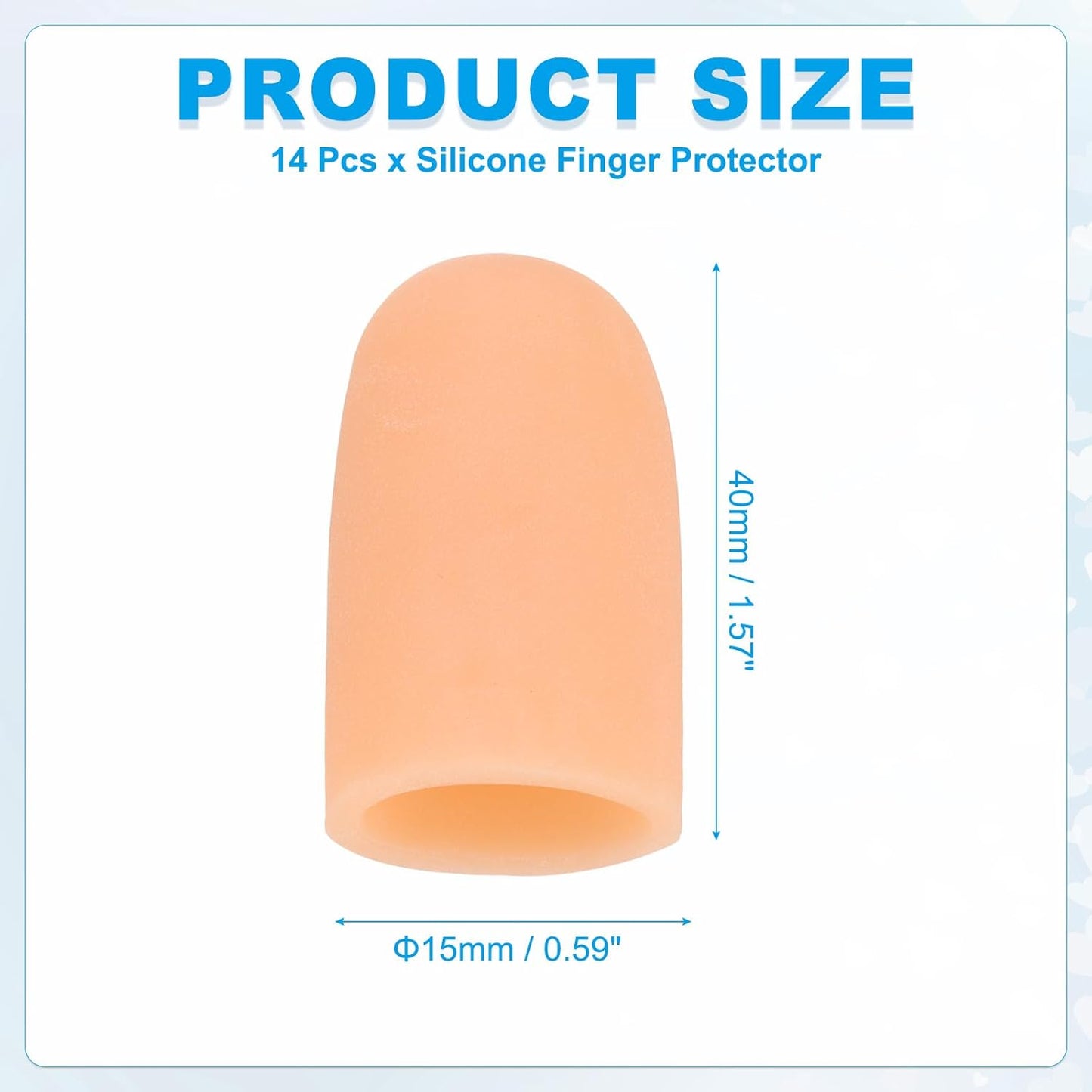 PATIKIL Gel Finger Cots 1.8"x0.67", 14 Pcs Silicone Finger Protector Support Finger Sleeve Cushions Thumb Protector Covers Fingertip Caps Gloves for Finger Cracking, Beige