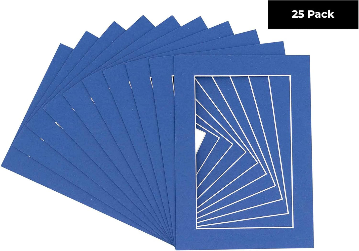 Pack of 25 Acid Free 8x10 Mats Bevel Cut for 5x8 Photos - Bottle Blue Precut Matboards With Backing Boards and Clear Photo Mat Bags For Pictures, Photos, Framing - 4-ply Thickness