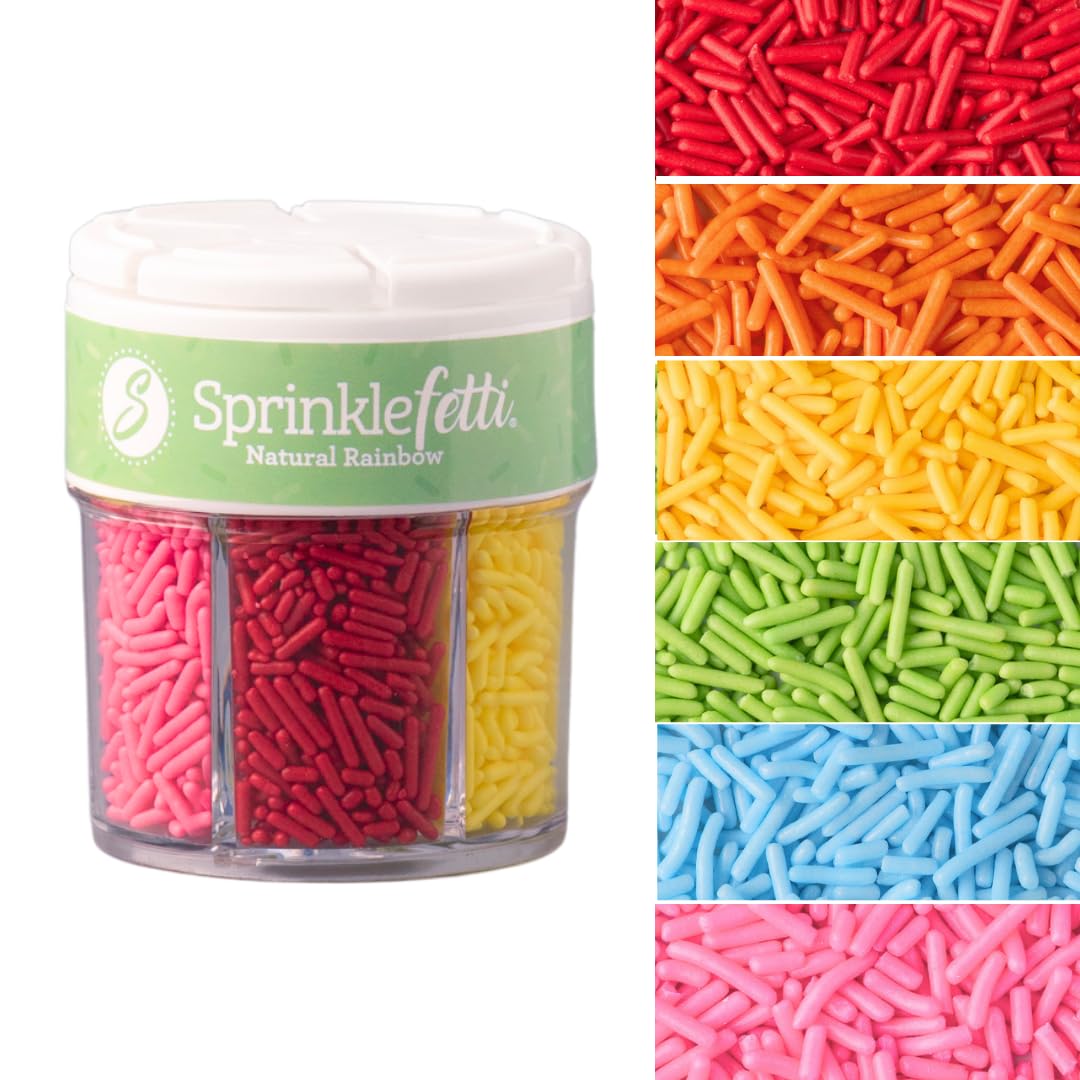 Sweets Indeed Dye-Free Rainbow Jimmies Sprinkles – 2.75 oz | 6-Color Rainbow Jimmies for Cakes, Cookies & Cupcakes | Natural Rainbow Sprinkle Mix with No Artificial Dyes