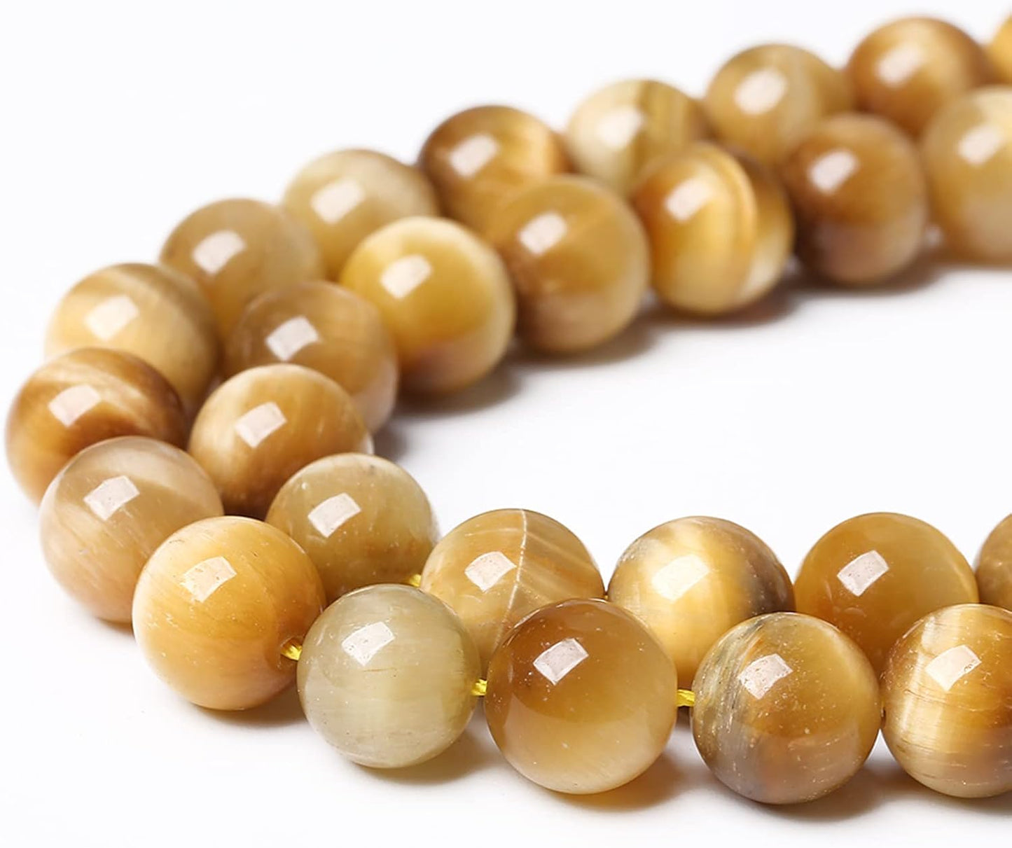 6mm 60pcs Natural Gemstone Gold Tiger Eye Beads Round Spacer Loose Beads for Jewelry Making DIY Bracelet Necklace 15" Inch