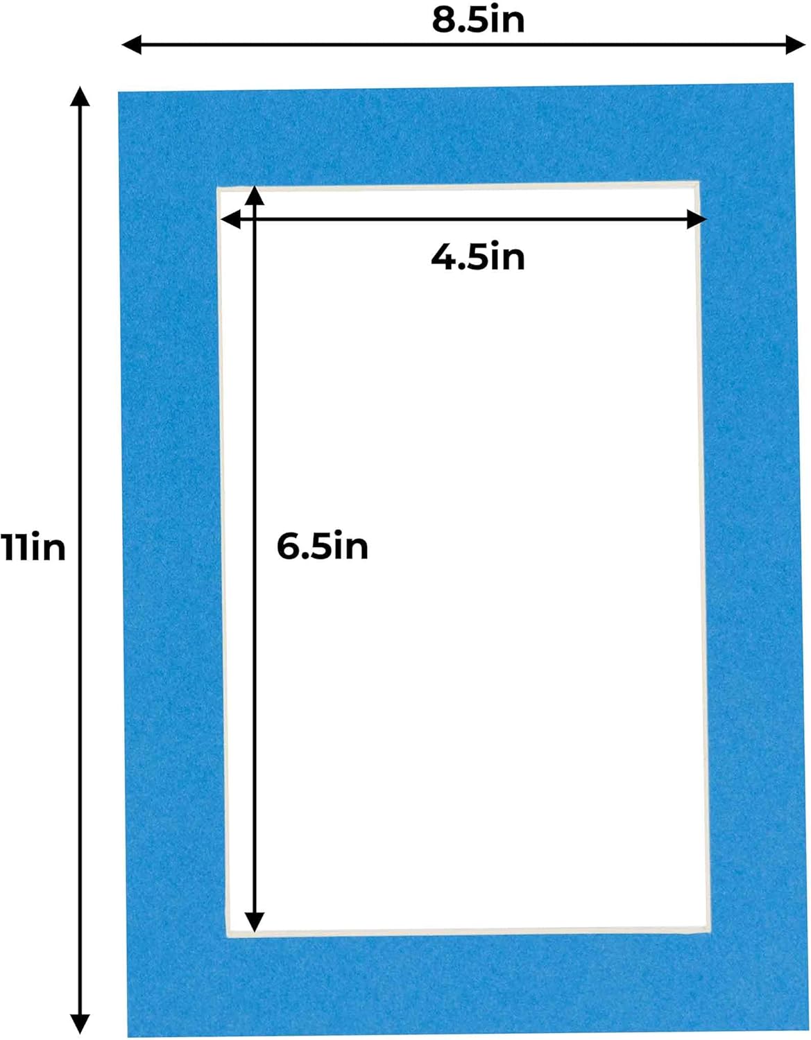 5x7 Mat for 8.5x11 Frame - Precut Mat Board Acid-Free Bay Blue 5x7 Photo Matte Made to Fit a 8.5x11 Picture Frame, Premium Matboard for Family Photos, Show Kits, Art, Picture Framing, Pack of 25 Mats