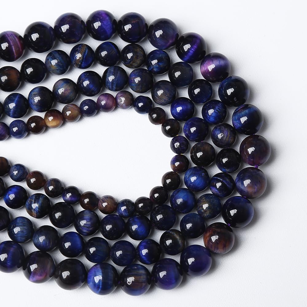 72PCS 10mm AAA Natural Tiger Eye Stone Beads Gemstone Round Spacer Loose Beads for Jewelry Making DIY Bracelet,Necklace, Earrings 2 Strand 32"