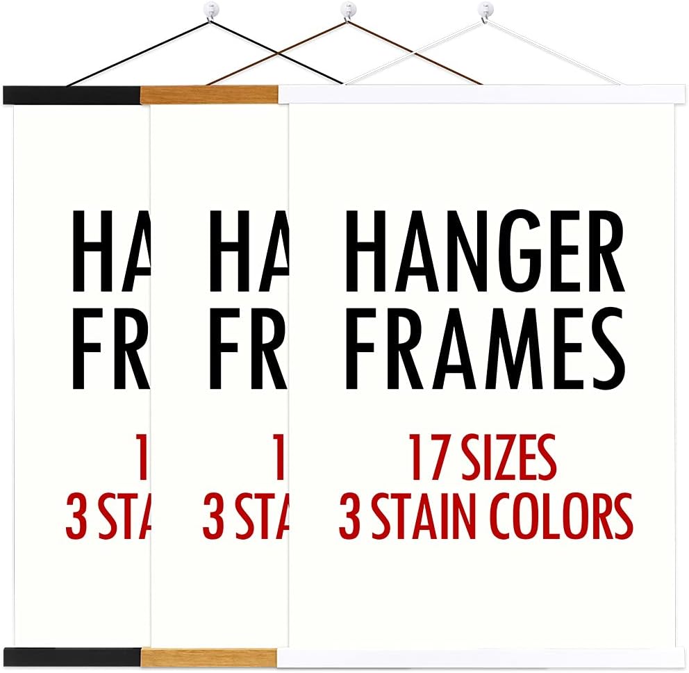 Ywlake Magnetic Poster Hanger, 14x22 14x20 14x24 Poster Frame Wood Wooden Magnet Print Posters Dowel Scroll Hanger Hangers Hanging Kit for Walls Map Canvas Artwork (Teak Wood, 14")