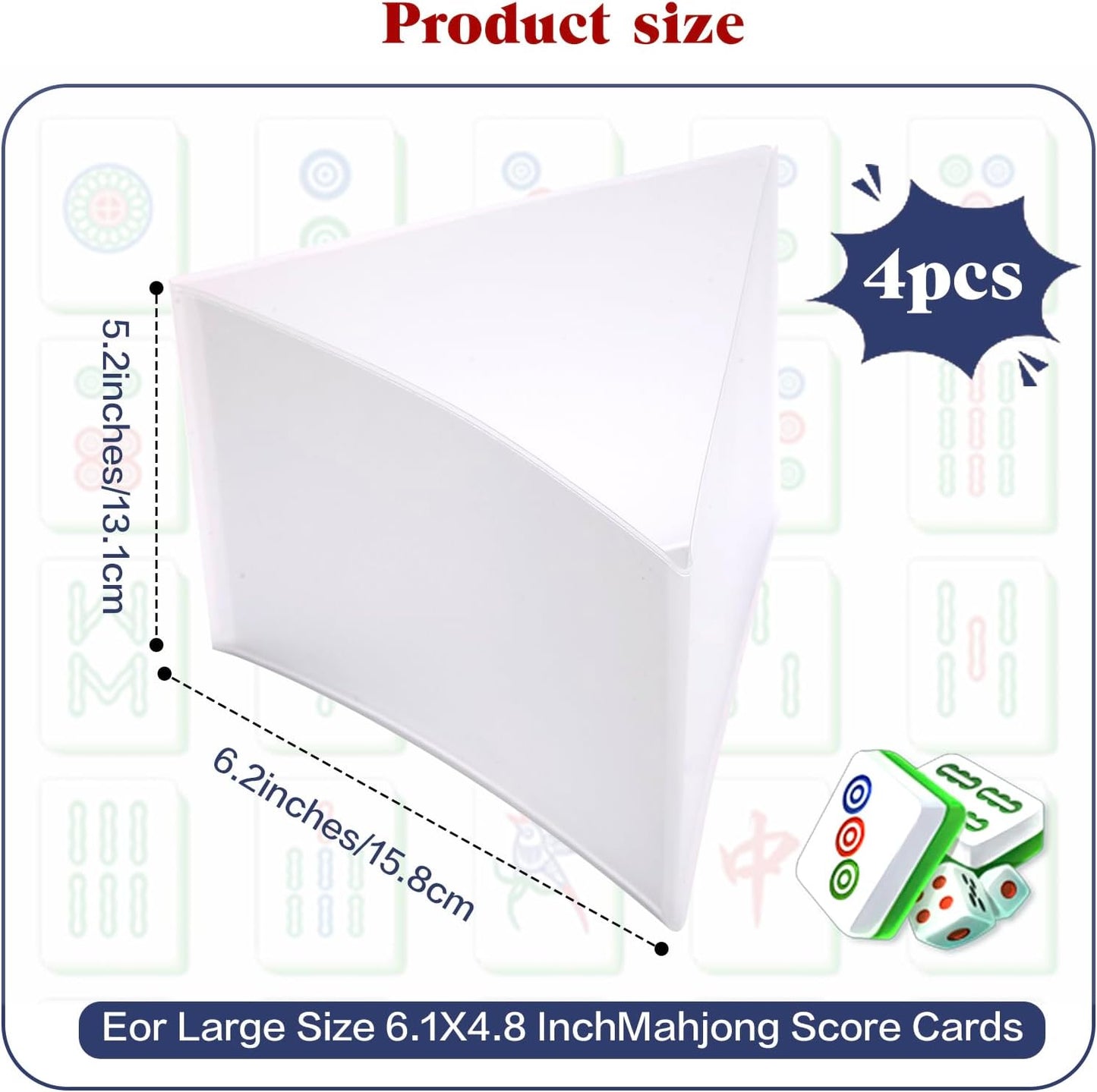 Frosted PVC Mahjong Card Sleeves - Waterproof Protectors for Mahjong Cards 2025, Soft Durable Cover fits 6.3x4.8 inch scorecard, Perfect for Mahjong Tile Set Gifts (Large-8(Included Cards))