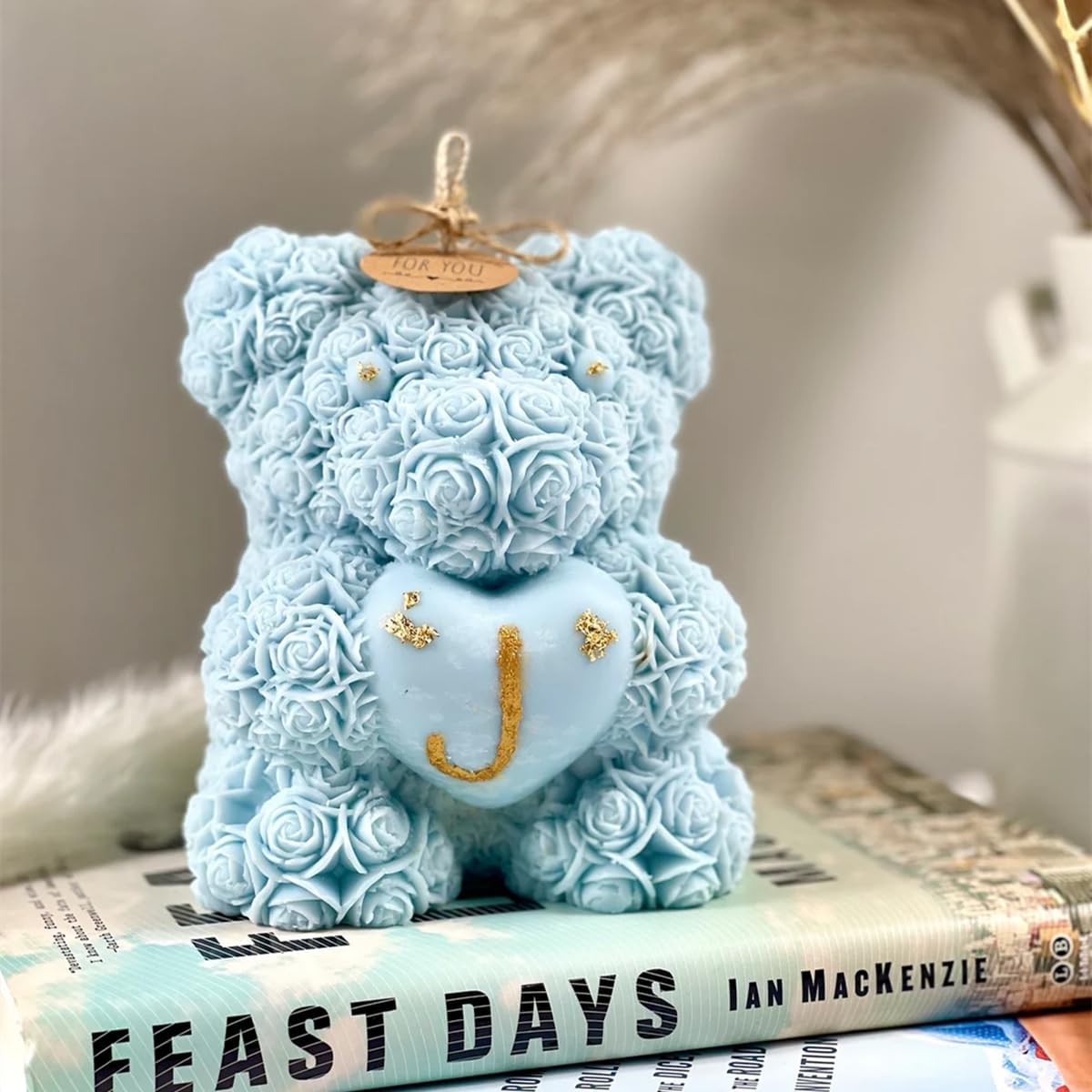 Rose Bear Silicone Mold for Candle Making,3D Candle Mold Silicone,Resin Molds for DIY Decor,DIY Soap,DIY Candle,Mother's Day Gift,Birthday Gifts(Large Rose Heart Bear)