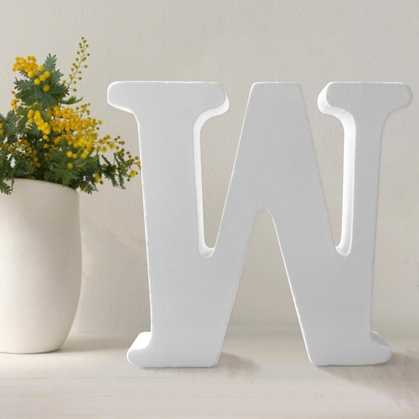 Wood Letters 4.3 Inch, White Unfinished Wood Letters for Graft, Wooden Letters for Wall Decor, Standing Letters for Bedroom, Home, Birthday, Party, DIY Graft (W)