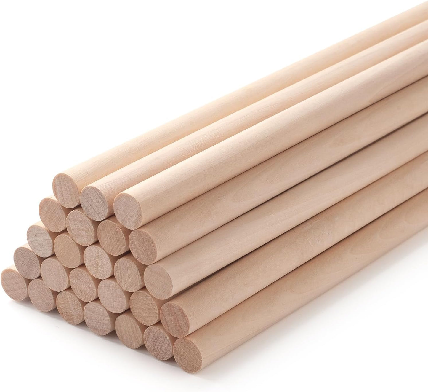 Wood Dowels Wooden Dowel Rods for Crafts, 25PCS 1/2 x 18 Round Macrame Wooden Sticks for Crafting, Unfinished Hardwood Sticks for Arts and DIYers, Tiered Cake Support and Wedding Ribbon Wands
