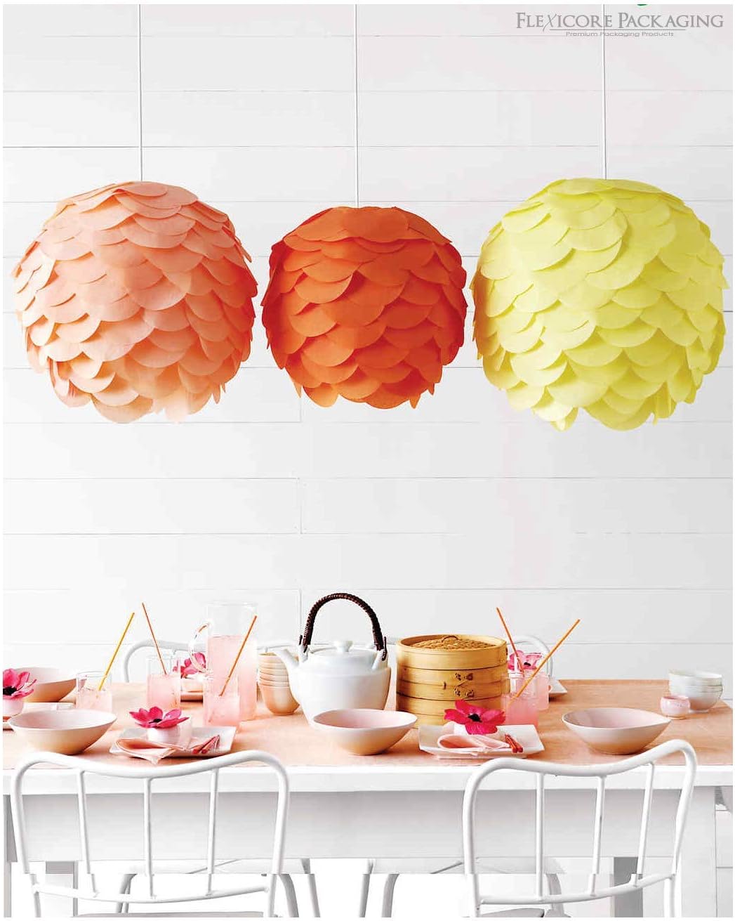 Flexicore Packaging Orange Pin Stripe Print Gift Wrap Tissue Paper Size: 15 Inch X 20 Inch | Count: 50 Sheets | Color: Orange Pin Stripe