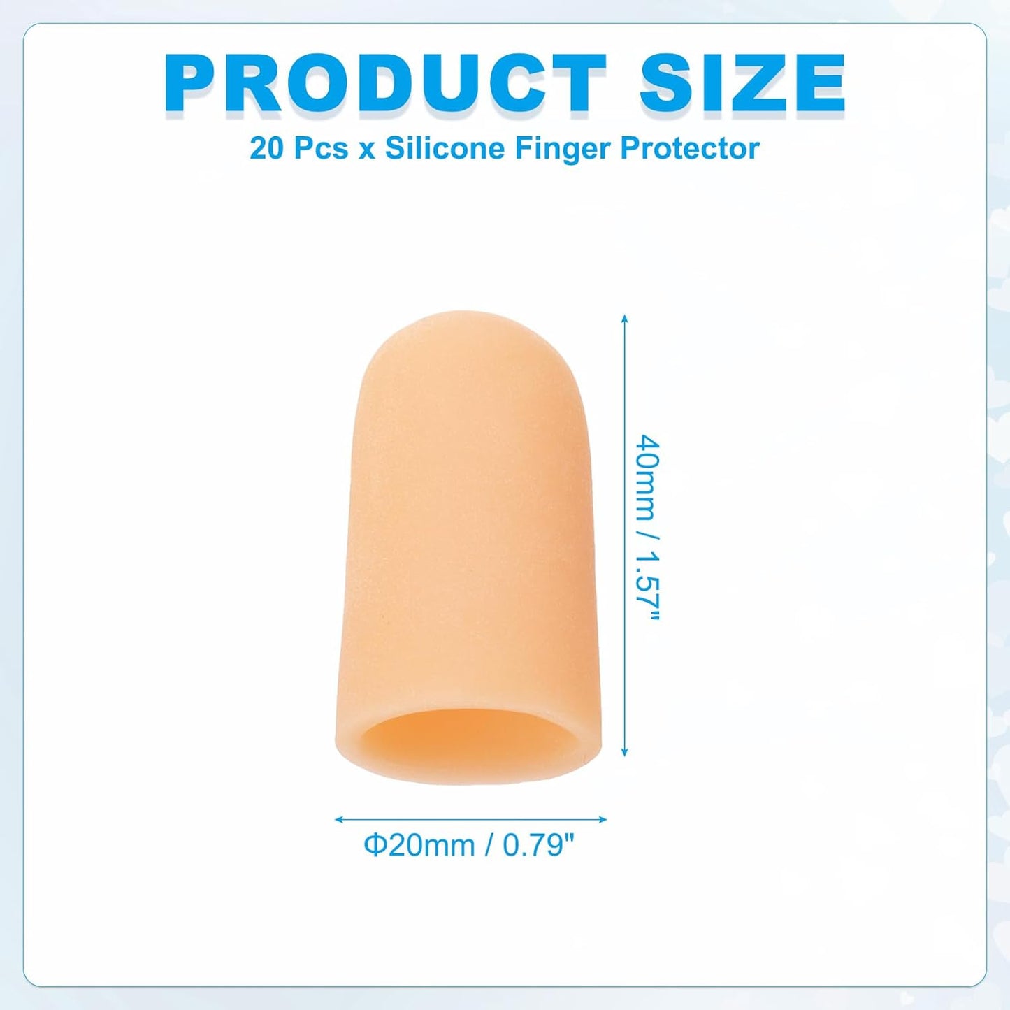 PATIKIL Gel Finger Cots 1.6"x0.79", 20 Pcs Silicone Finger Protector Support Finger Sleeve Cushions Thumb Protector Covers Fingertip Caps Gloves for Finger Cracking, Beige