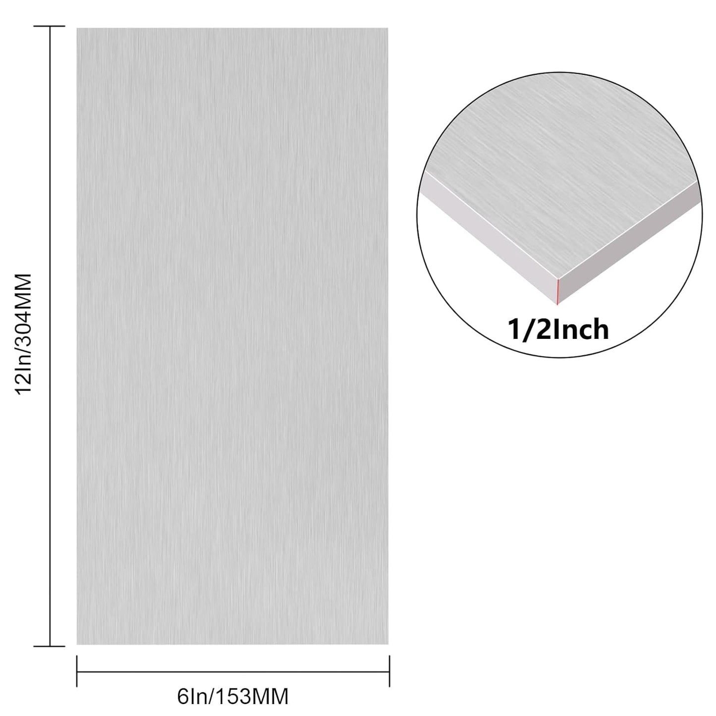 6061 T651 Aluminum Sheet Metal 6 x 12 x 1/2 (12.7MM) Inch Flat Plain Aluminum Plate Covered with Protective Film, Heat Treatable Rectangle 0.50" Thick Aluminum Metal Plate for Industrial, Crafting