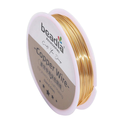 KC Gold Copper Wire 0.5mm Bead Cord for Bracelet Necklace Charm Beading Jewelry Making 22yard