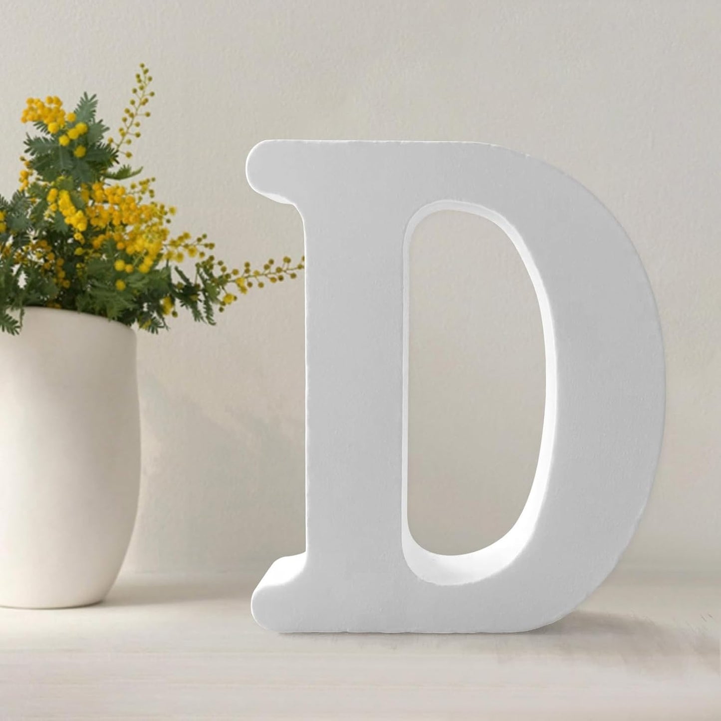 Wood Letters 4.3 Inch, White Unfinished Wood Letters for Graft, Wooden Letters for Wall Decor, Standing Letters for Bedroom, Home, Birthday, Party, DIY Graft (D)