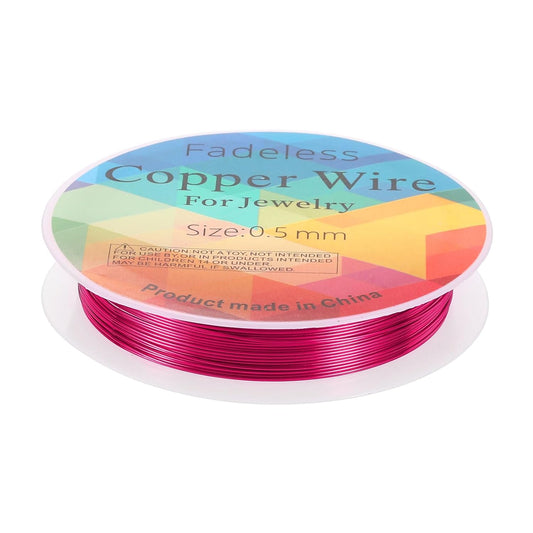 HARFINGTON 20ft Jewelry Wire, 24 Gauge (0.5mm) Brass Craft Soft Metal Tarnish Resistant Copper Beading Wire for Jewelry Making Supplies Crafting, Rose Red