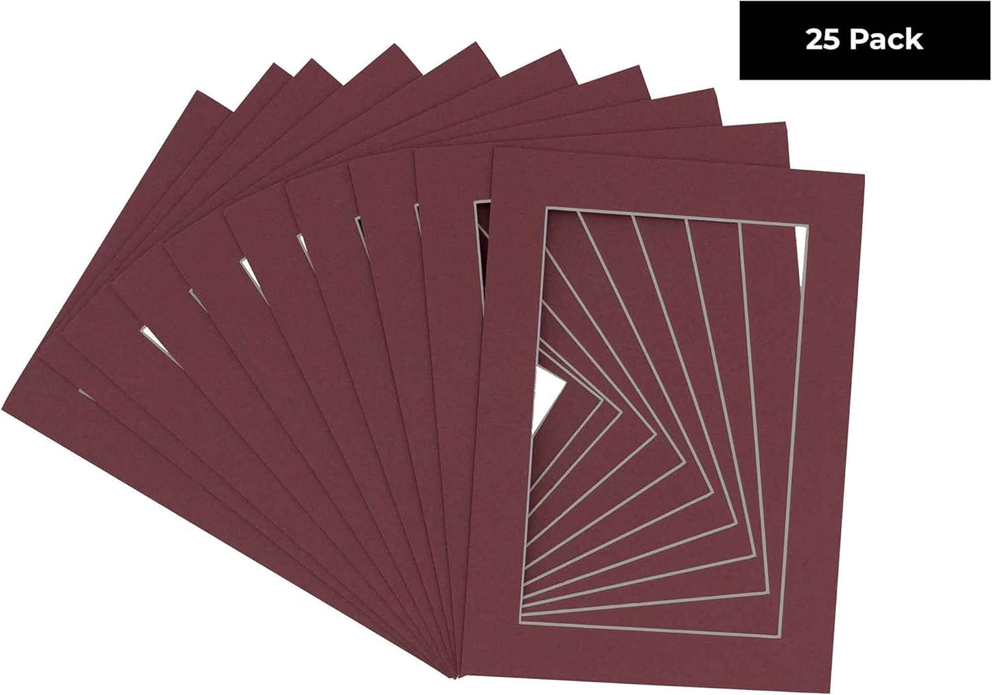 Poster Palooza 8x10 Mat for 6x8 Photo - Precut Maroon Picture Matboard for Frames Measuring 8 x 10 Inches - Bevel Cut Matte to Display Art Measuring 6 x 8 Inches - Acid Free Pack of 25 MATS