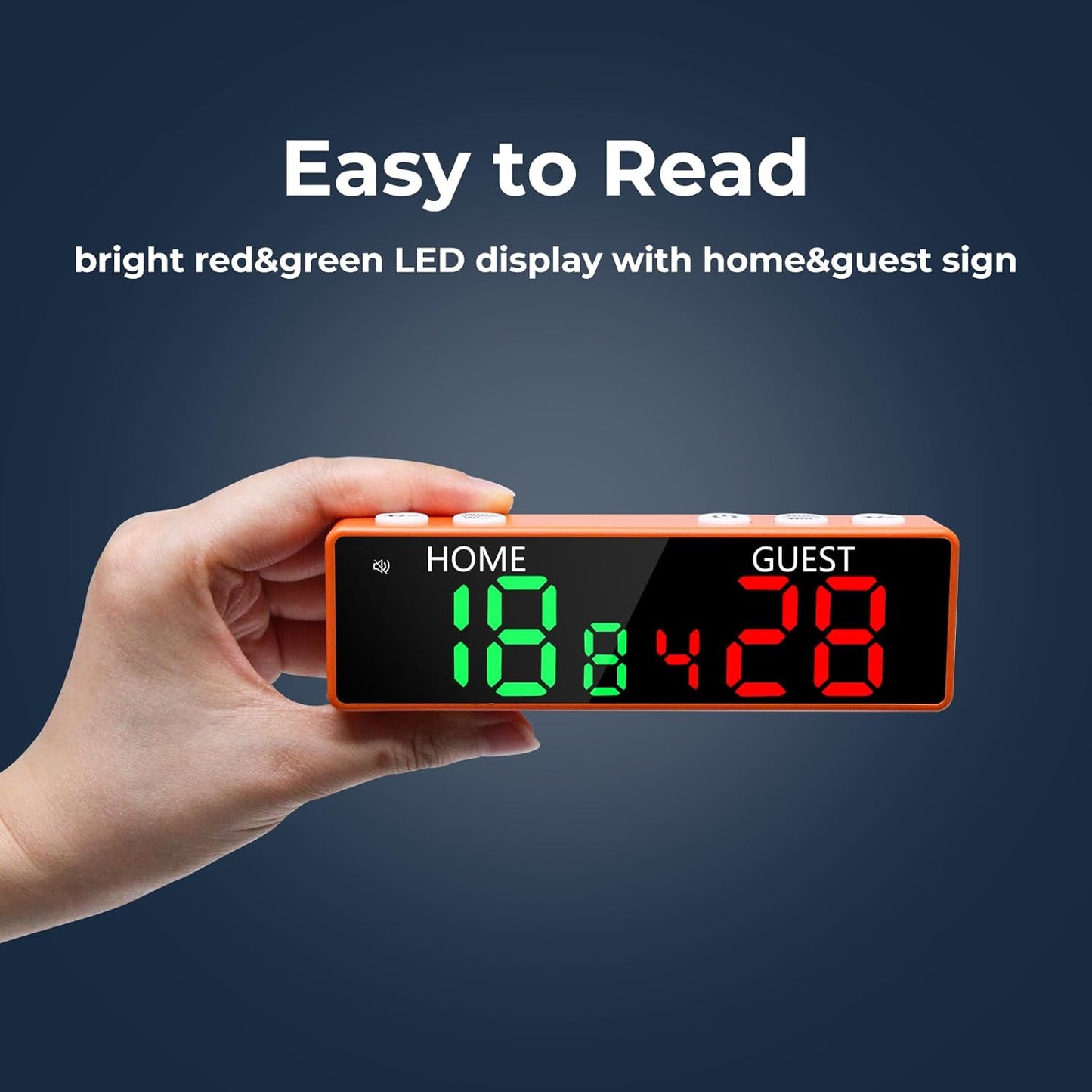 Mini Digital Scoreboard - Portable Tabletop Scoreboard for Games, Wireless Battery Powered Electronic Scoreboard with Buzzer, Score Keeper for Ping Pong/Cornhole/Basketball/Volleyball