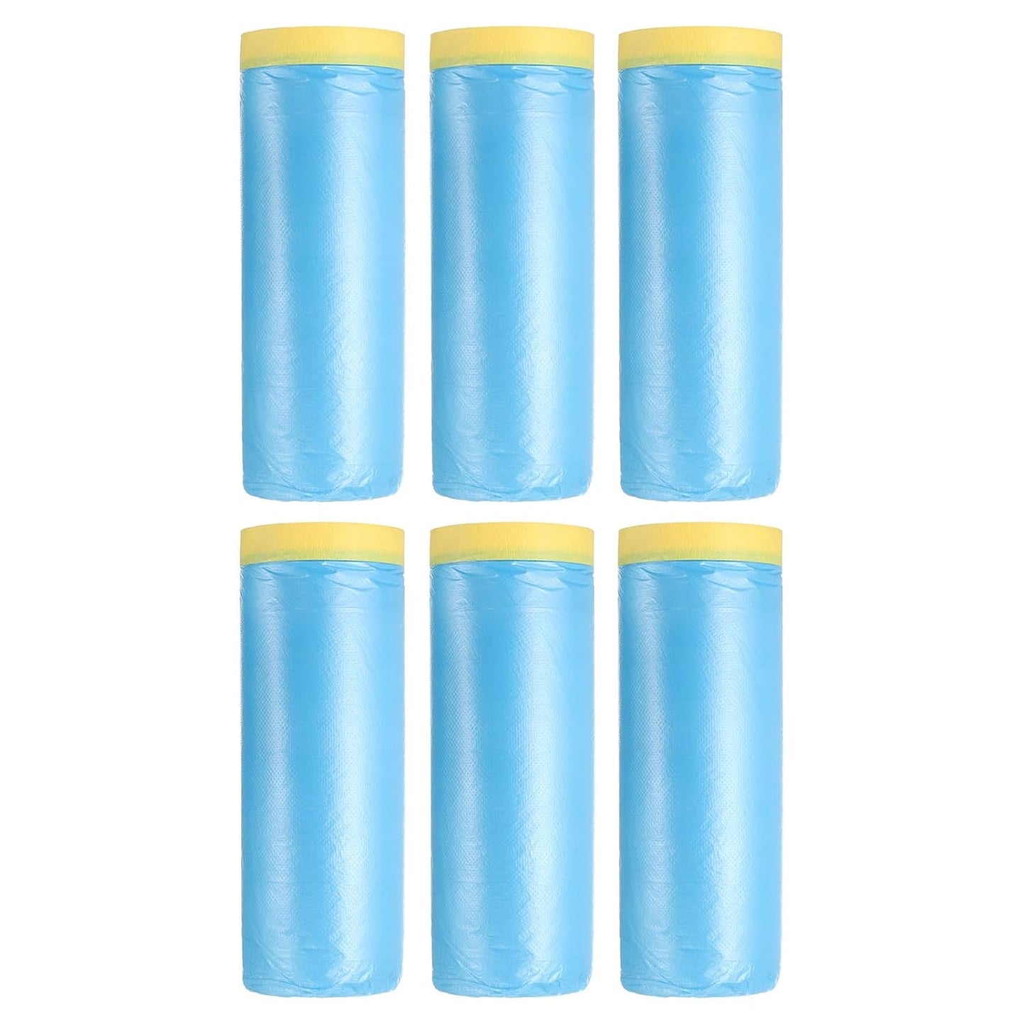 uxcell Pre-Taped Masking Film, 3.6ft x 66ft Plastic Paint Drop Cloth with Medium-Tack Painters Tape for Painting Spraying Protection Blue Film 6Pcs