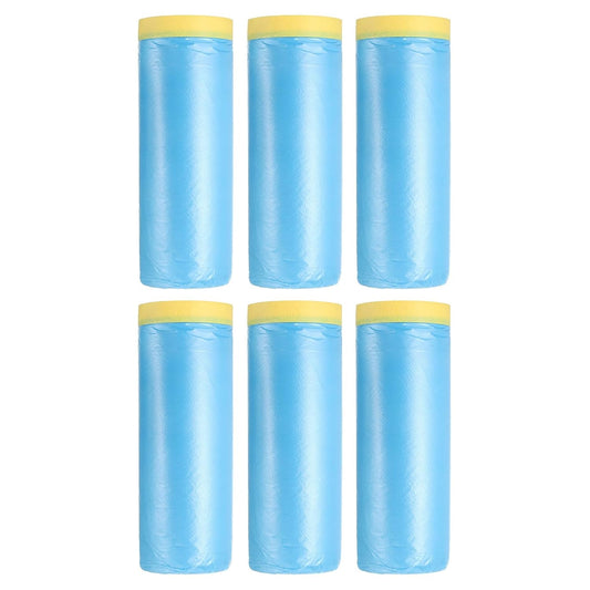 uxcell Pre-Taped Masking Film, 3.6ft x 66ft Plastic Paint Drop Cloth with Medium-Tack Painters Tape for Painting Spraying Protection Blue Film 6Pcs
