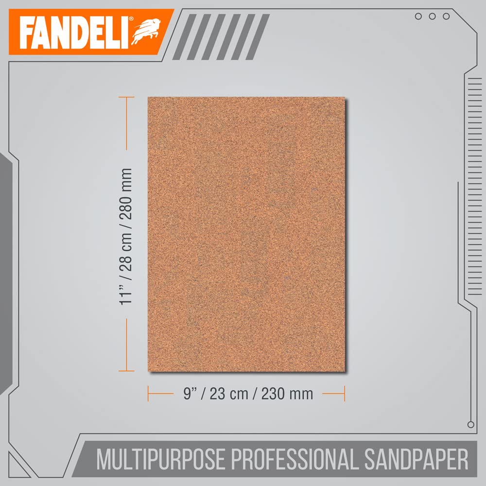 Fandeli | Multi-Purpose Sandpaper | 60 Grit | 75 Sheets of 9'' x 11'' | Ideal for Metal and Wood Sandpaper | Wall Sandpaper | Hand Sanding | Orbital Sanders