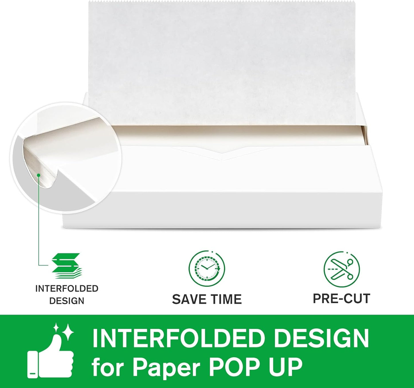Precut POP UP Deli Paper Sheet Pack of 200, Interfolded Heavy Paper for Food Wrap and Serving (8" x 10-1/2", White）