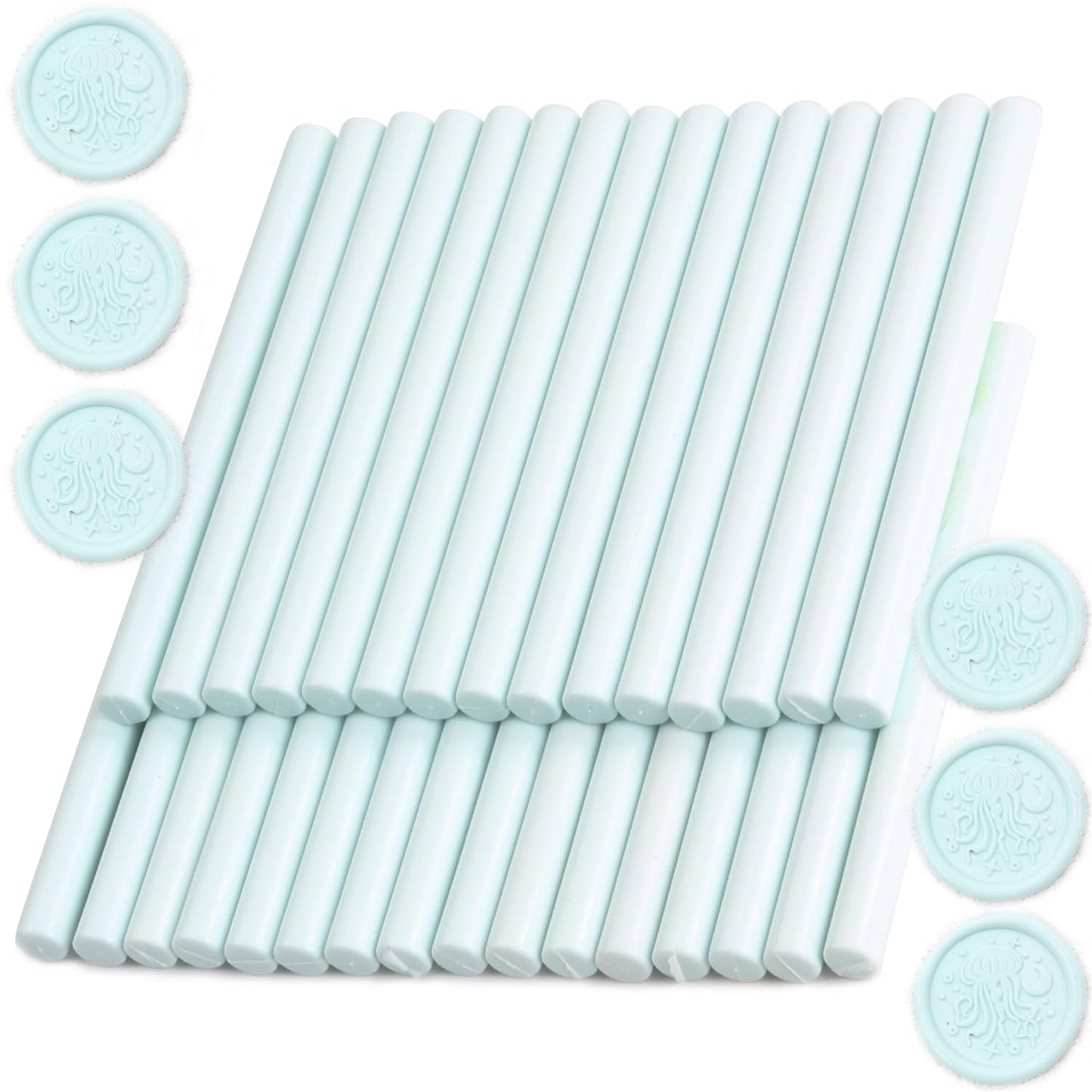 Pale Blue Wax Seal Sticks, 30pcs Sealing Wax Sticks, HOSEALING Glue Gun Sticks for Wax Seal Stamp, Premium for Wedding Invitations, Letter, Envelope (Mini Size)