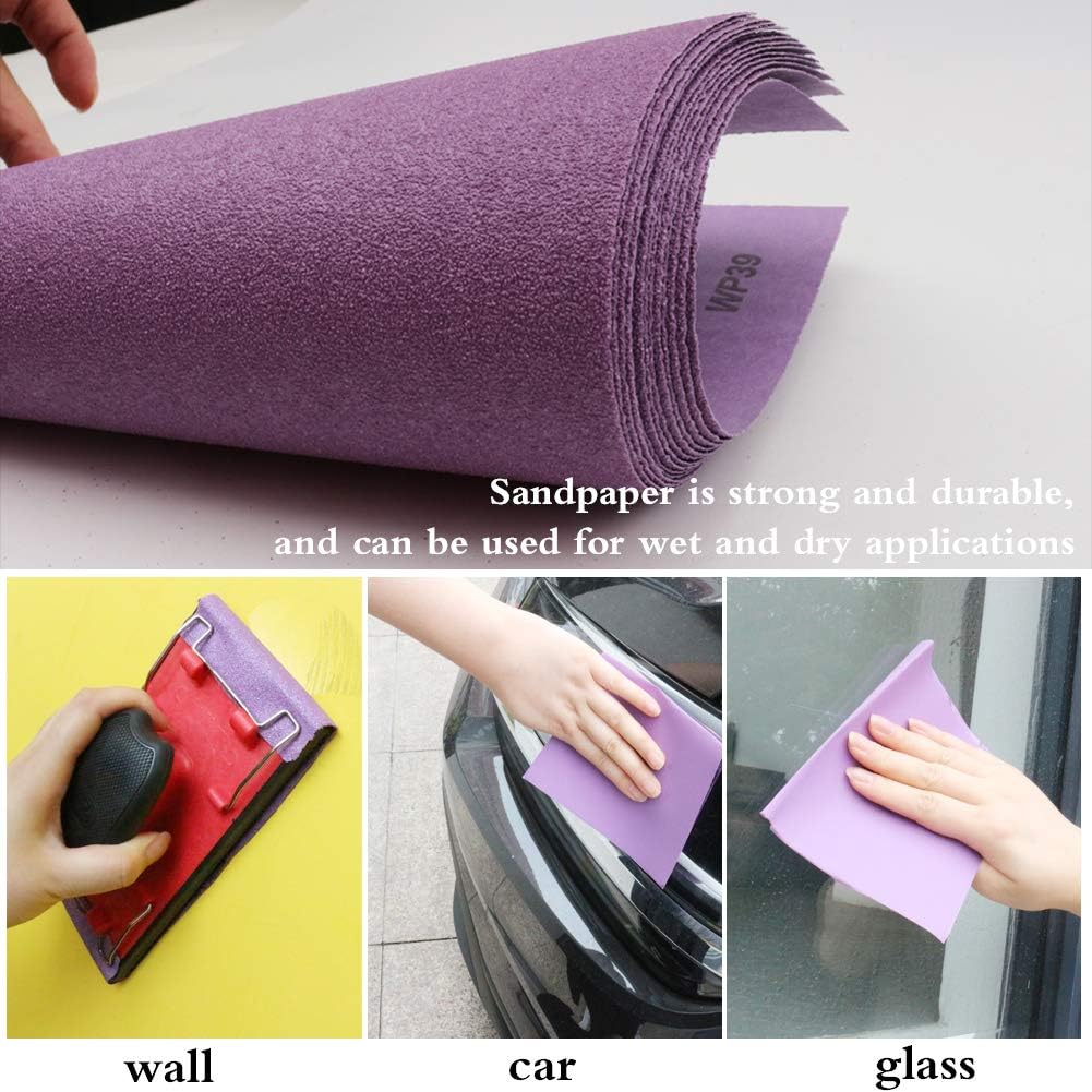 MAXMAN 1200 Grit Sandpaper 20 PCS, Wet Dry Sandpaper Sheets 9 x 11 Inch, Sand Paper for Wood Furniture, White Fused Alumina Abrasive Sanding Paper for Metal, Drywall, Automotive Polishing, Purple